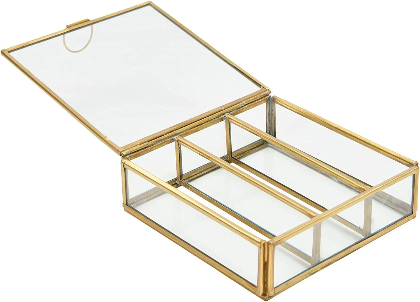 Brass + Glass 3 Compartment Box | 5in