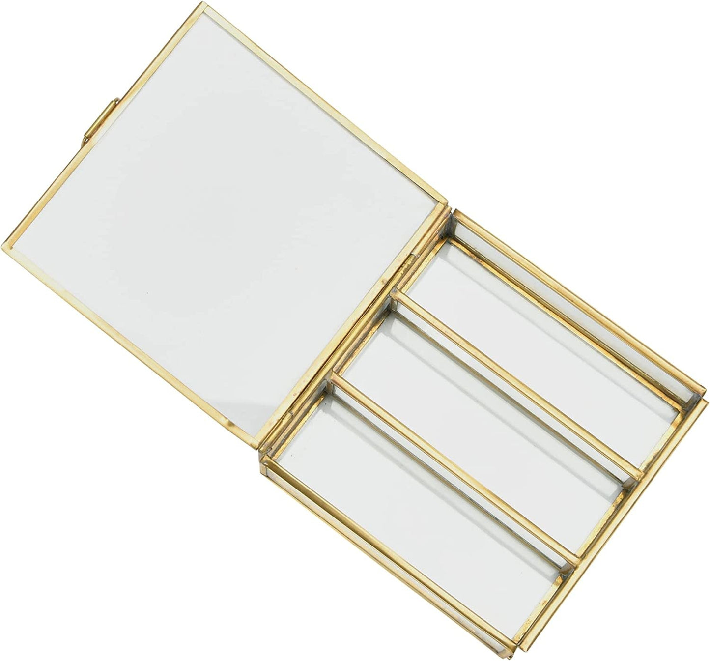 Brass + Glass 3 Compartment Box | 5in