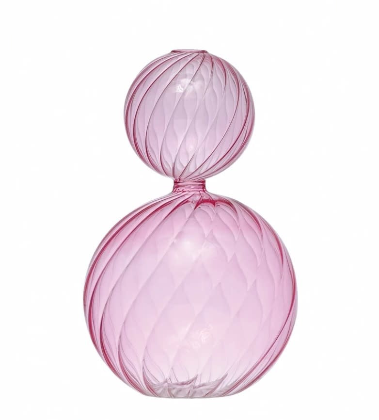 Twisted Glass Vase | Pink 10.25in