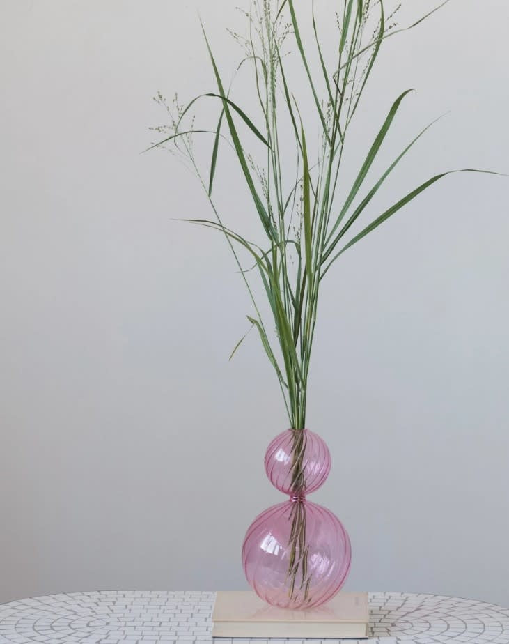 Twisted Glass Vase | Pink 10.25in