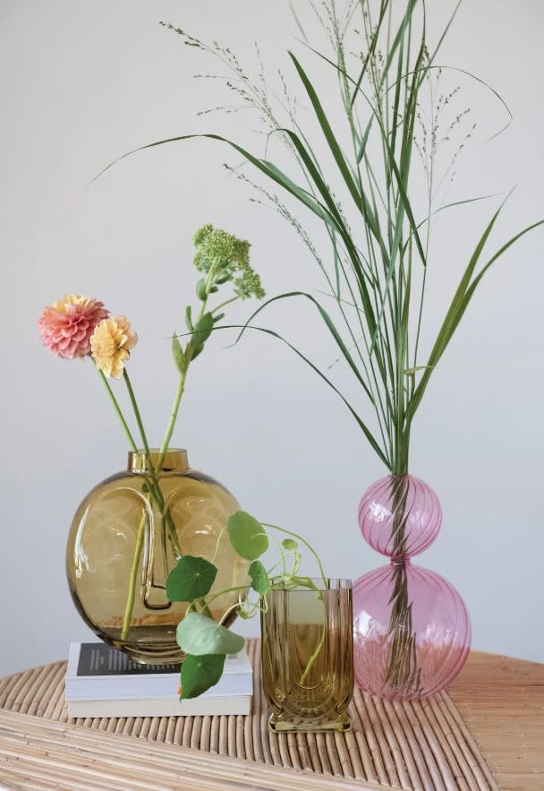Twisted Glass Vase | Pink 10.25in