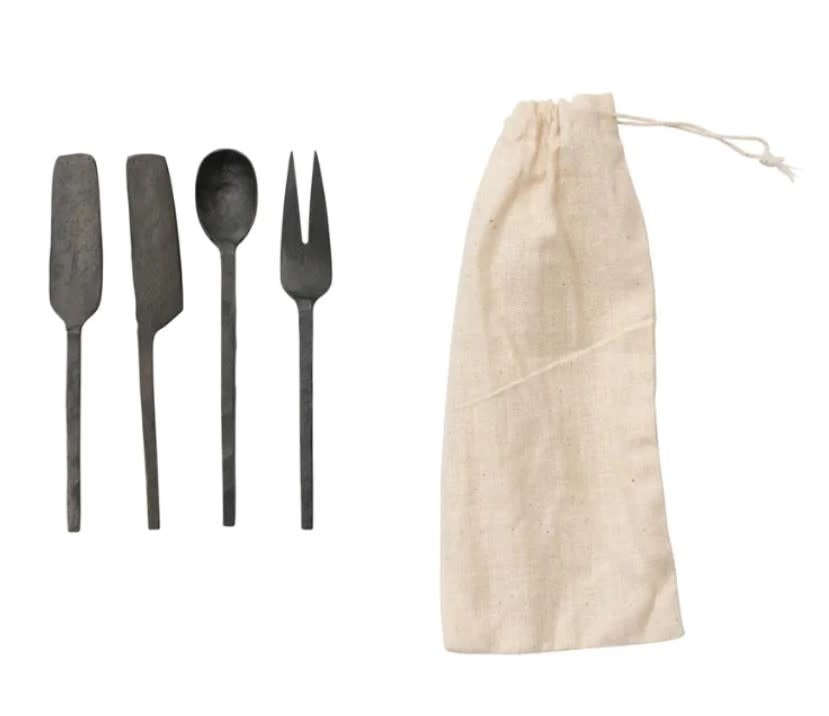 Metal Appetizer Utensils Set of 4 | Black
