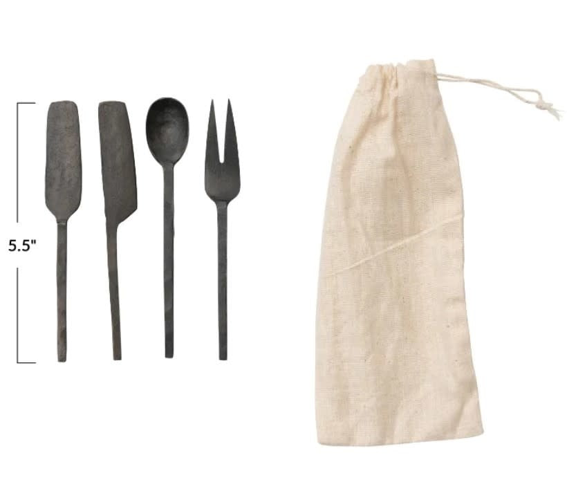 Metal Appetizer Utensils Set of 4 | Black