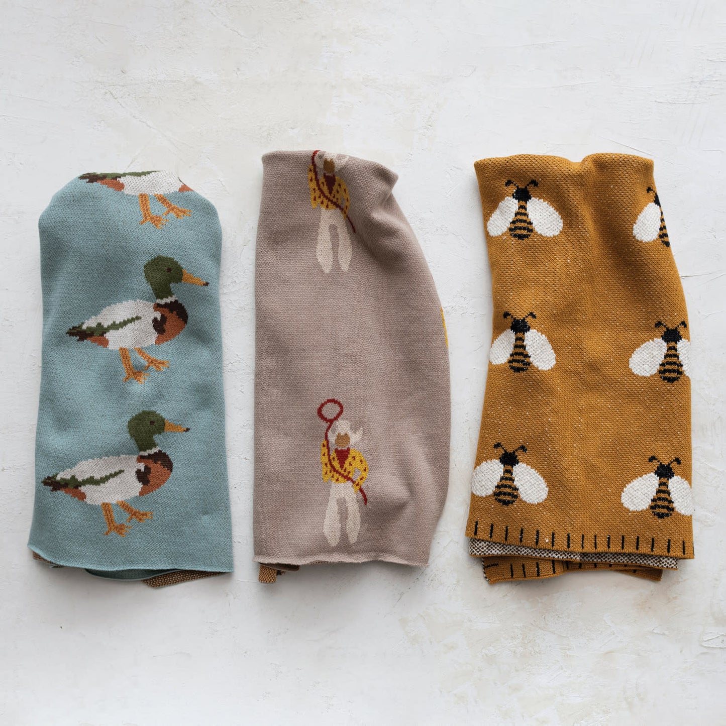 Cotton Knit Baby Blanket | Mallard 40x32in