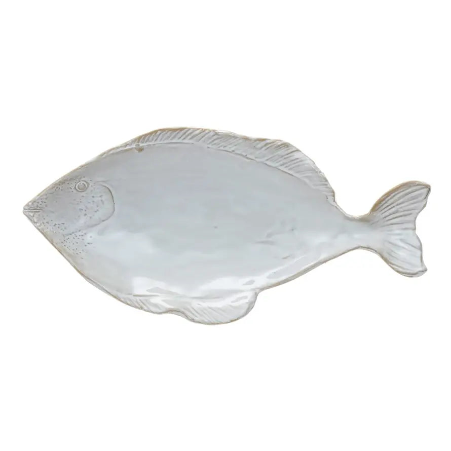 Stoneware Fish Plate | 7.25x3.25in White