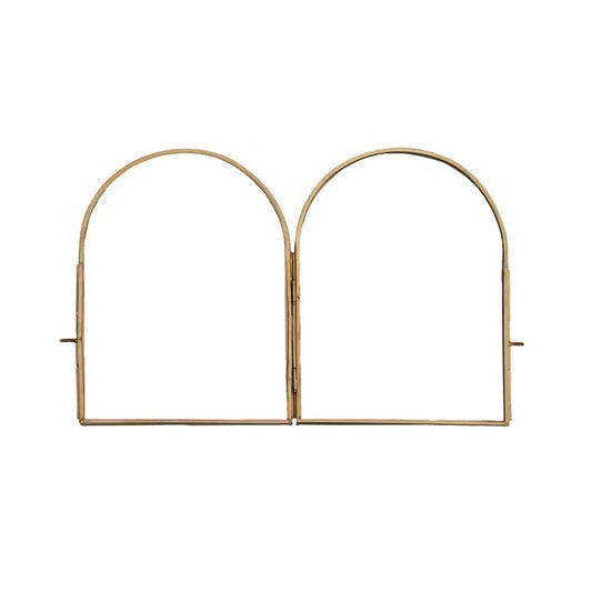 Brass + Glass Arched Double Photo Frame | 15x9.5in