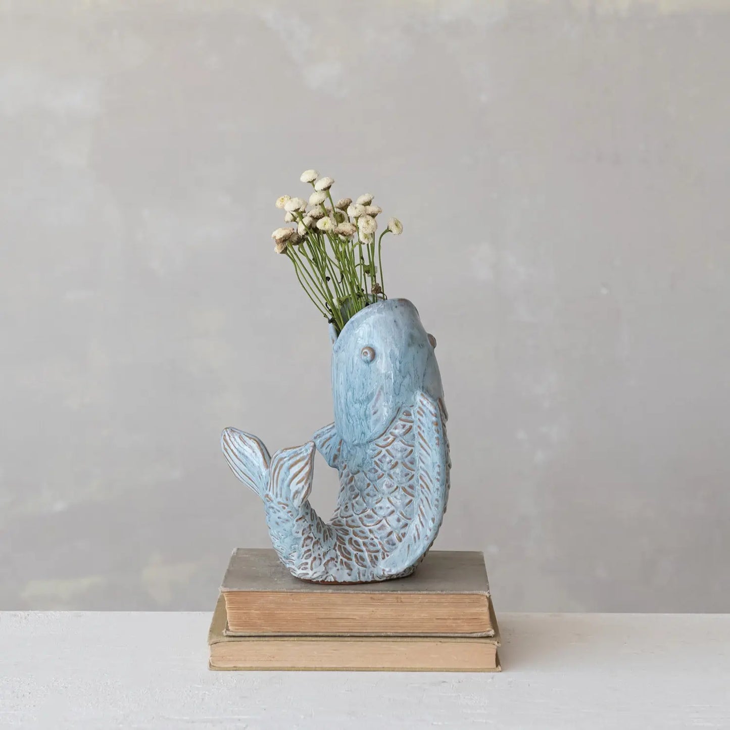 Fish Stoneware Vase | 8.25in