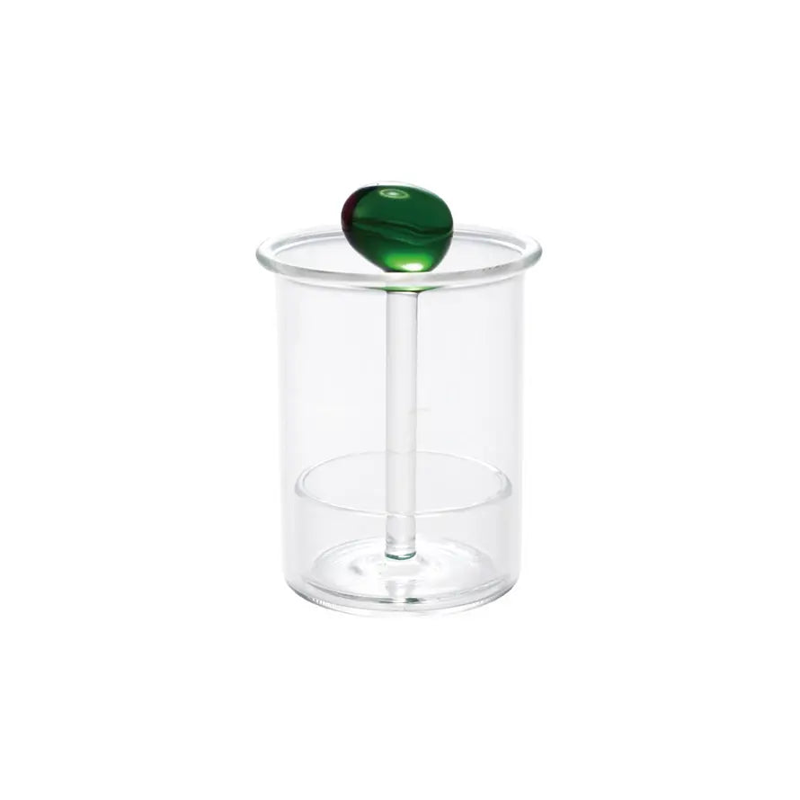 Hand Blown Olive Glass Toothpick Holder