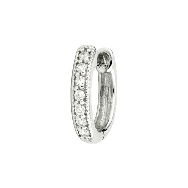 SINGLE | Diamond Huggie Hoop Earring | 18k White Gold .055c