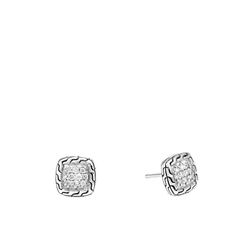 Classic Chain 9.5MM Stud Earrings With Diamonds