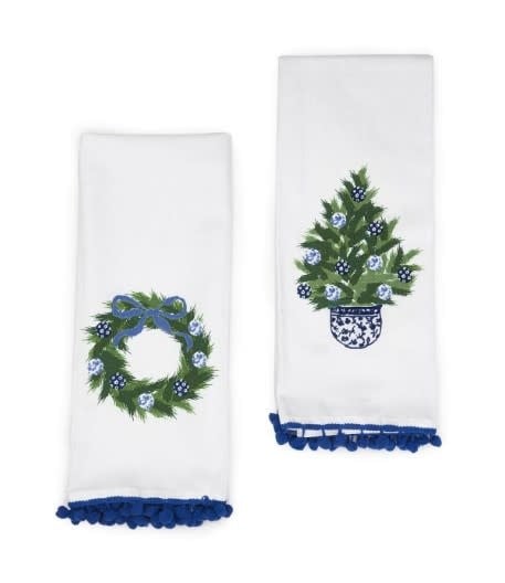Dish Towel Set | Holiday Blue + White