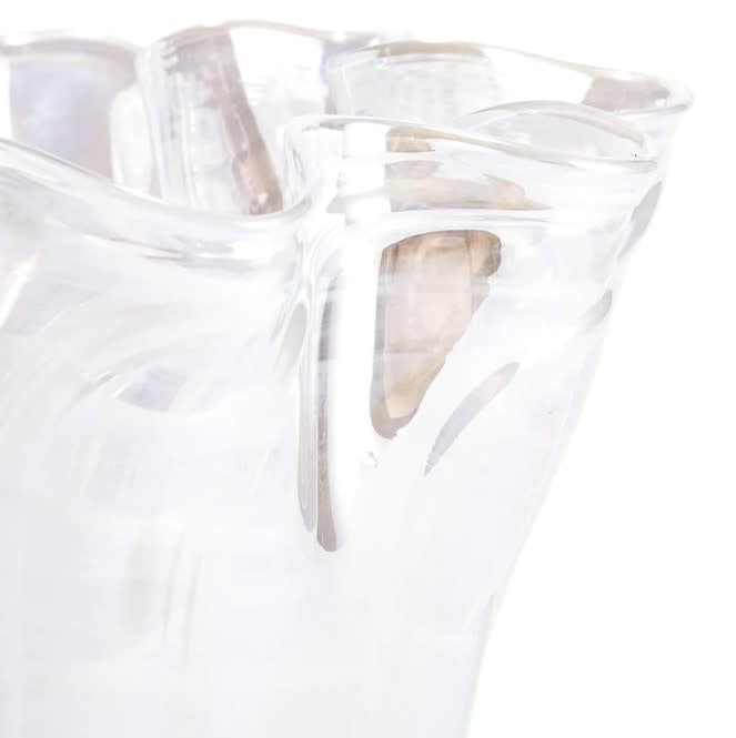 White Shimmering Handblown Glass Vase