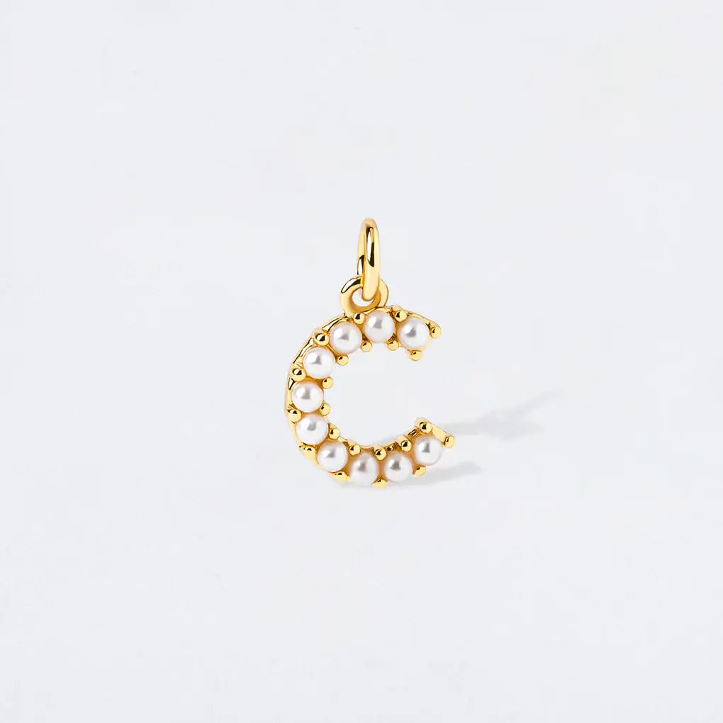 Pearl Initial Charm Pendant | C