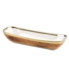 Porcelain + Wood Deep Rectangular Server | 14x4.5in