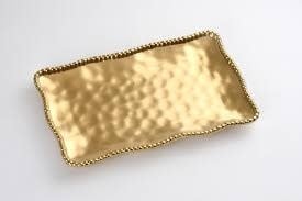 Porcelain Matte Gold Titanium Medium Platter | 14.25x8in