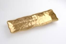 Porcelain Matte Gold Titanium Rectangular Serving Piece | 19x6.5in