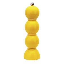 Bobbin Wood Lacquer Salt or Pepper Mill Grinder | 9.5in Yellow