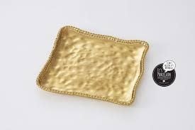 Porcelain  Matte Gold Titanium Square Serving Platter | 11in