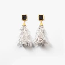 Brackish Gault Feather Statement Earrings | Hammered Gold