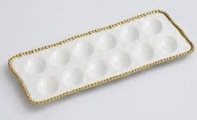 Porcelain + Gold Titanium Devilled Egg Tray | 14.5x6.25in