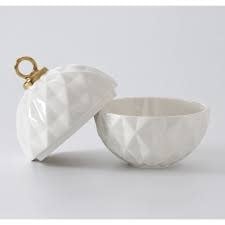 Porcelain + Gold Titanium Large Ornament Bowl | 5.5in