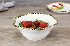 Porcelain + Gold Titanium Medium Bowl | 6in