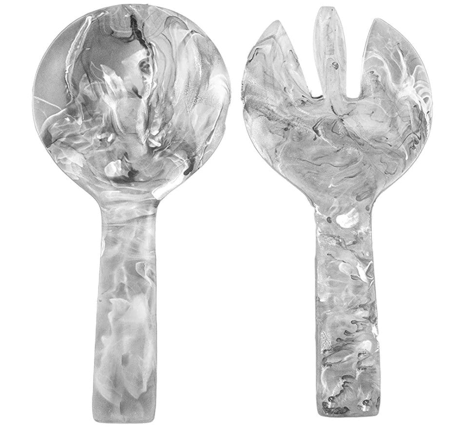 Resinware Handcrafted Salad Server Set | Short Handle 7.87in