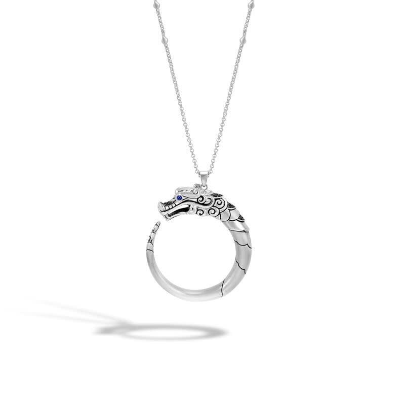 Legends Naga Pendant Necklace With Black Sapphire and Black Spinel
