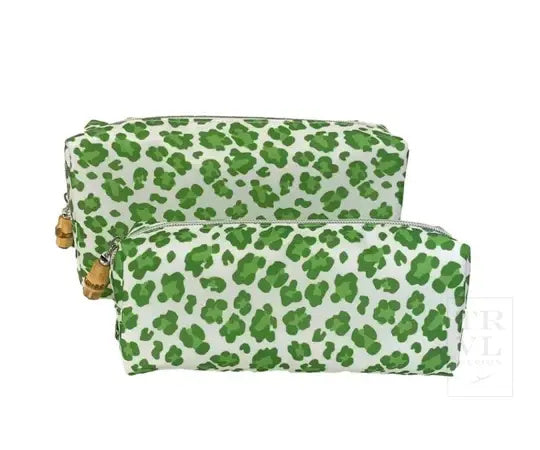 Duos Cosmetic Bag Set | Cheetah Green