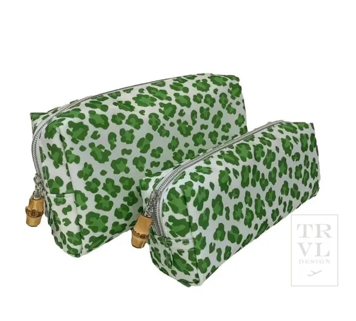 Duos Cosmetic Bag Set | Cheetah Green