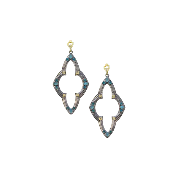 Armenta Grandidierite Diamond Scroll Drop Earrings | .079c 18k