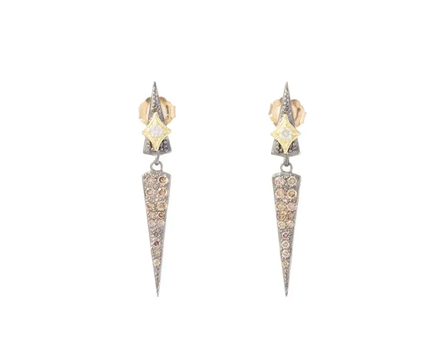 Champagne Diamonds Long Drop Earrings