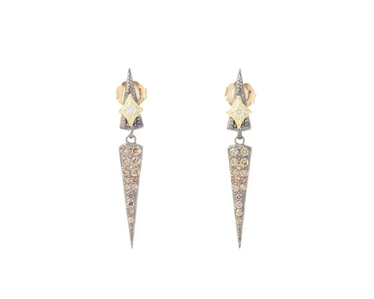Champagne Diamonds Long Drop Earrings
