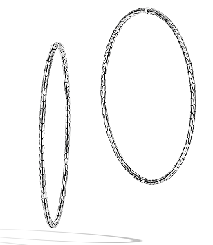 Classic Chain Silver Extra-Large Hoop Earrings