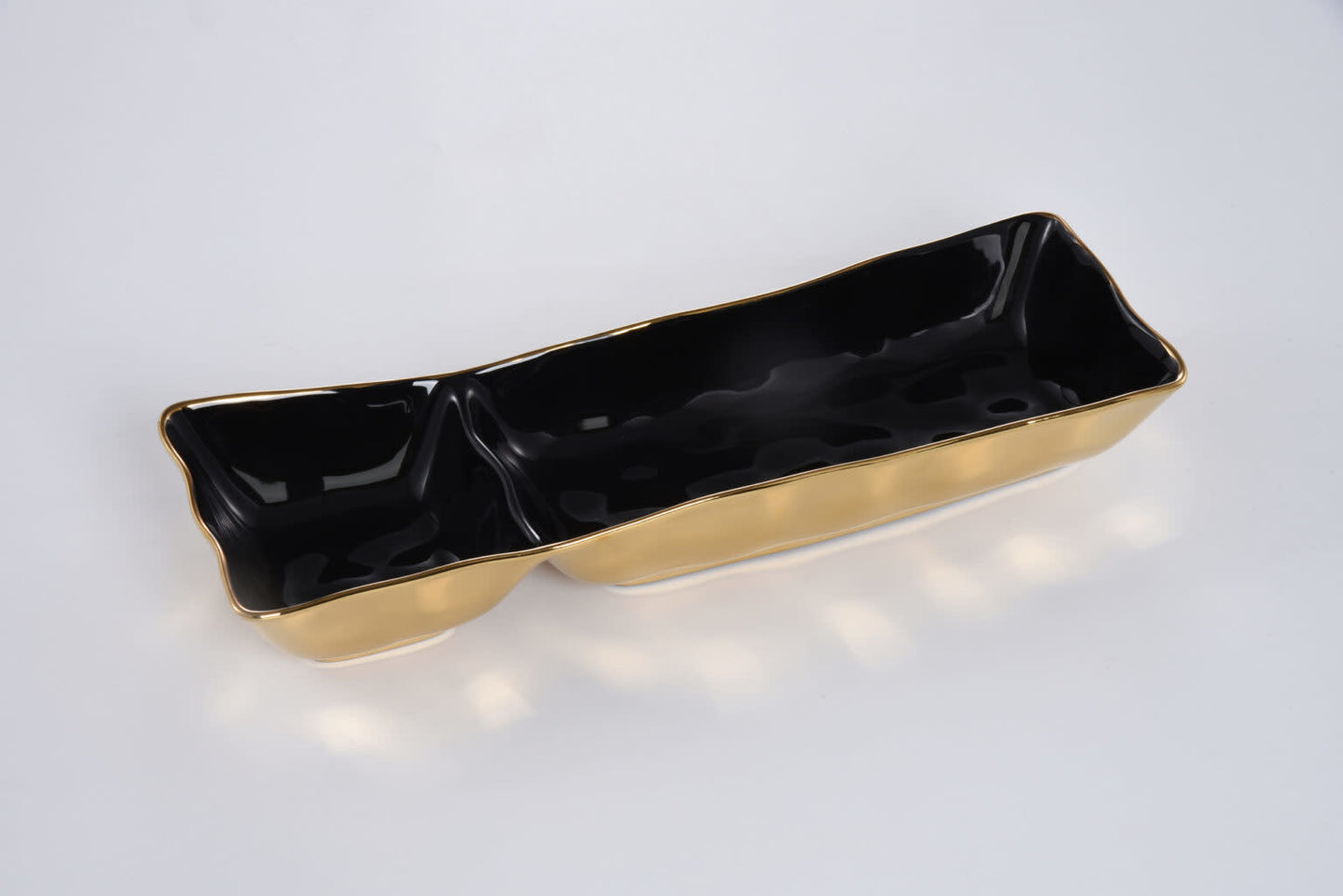 Rectangular Chip and Dip | Black + Gold