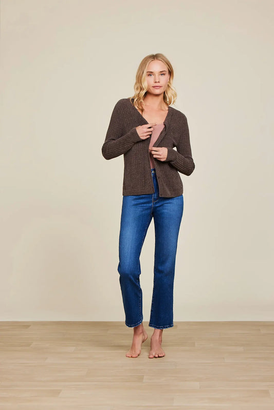 Barefoot Dreams Cozychic Ribbed Button Cardigan | Java S