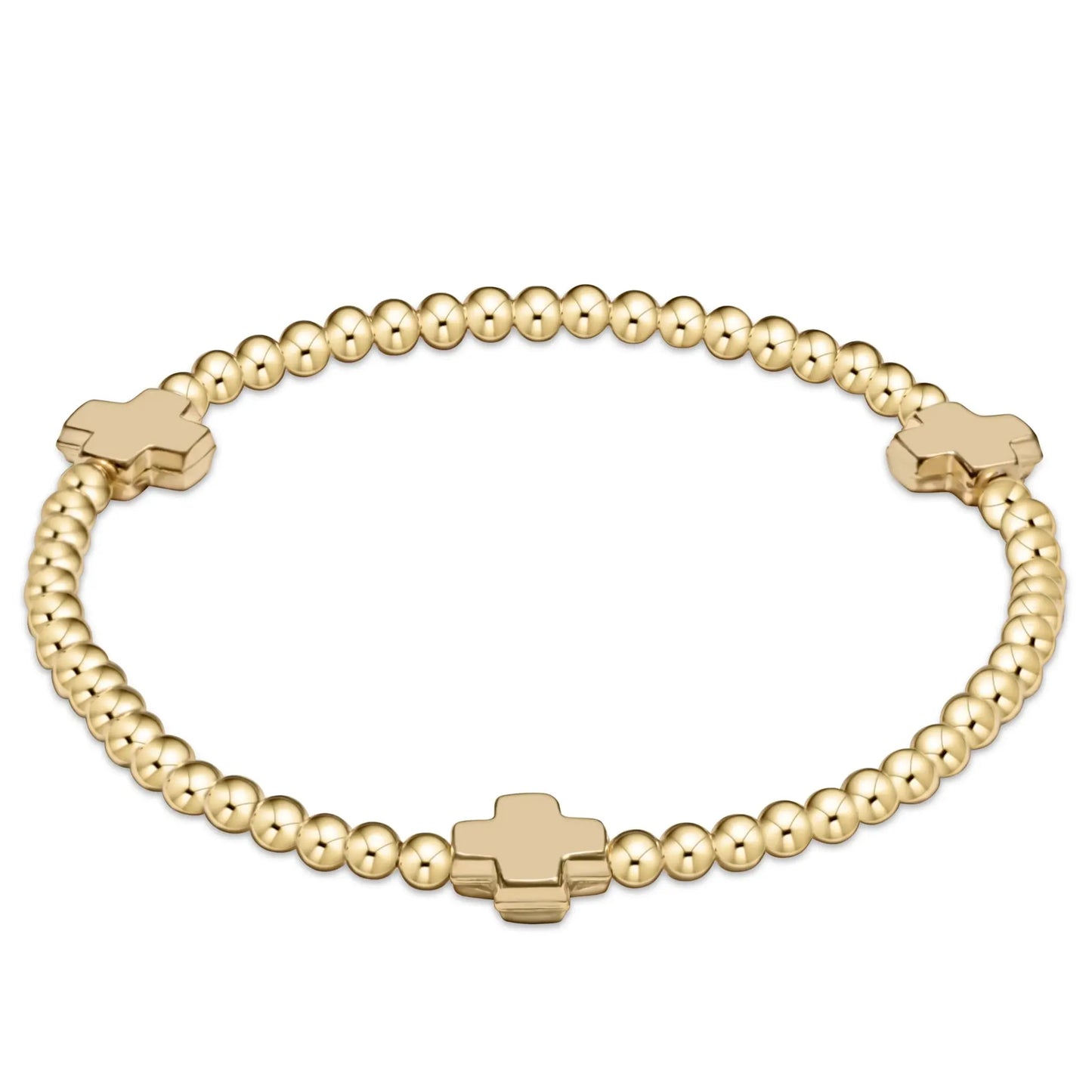 eGirl Signature Cross Gold Pattern Bead Bracelet | 3mm