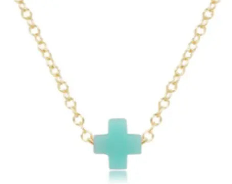 egirl Signature Cross Necklace Gold Mint 14in