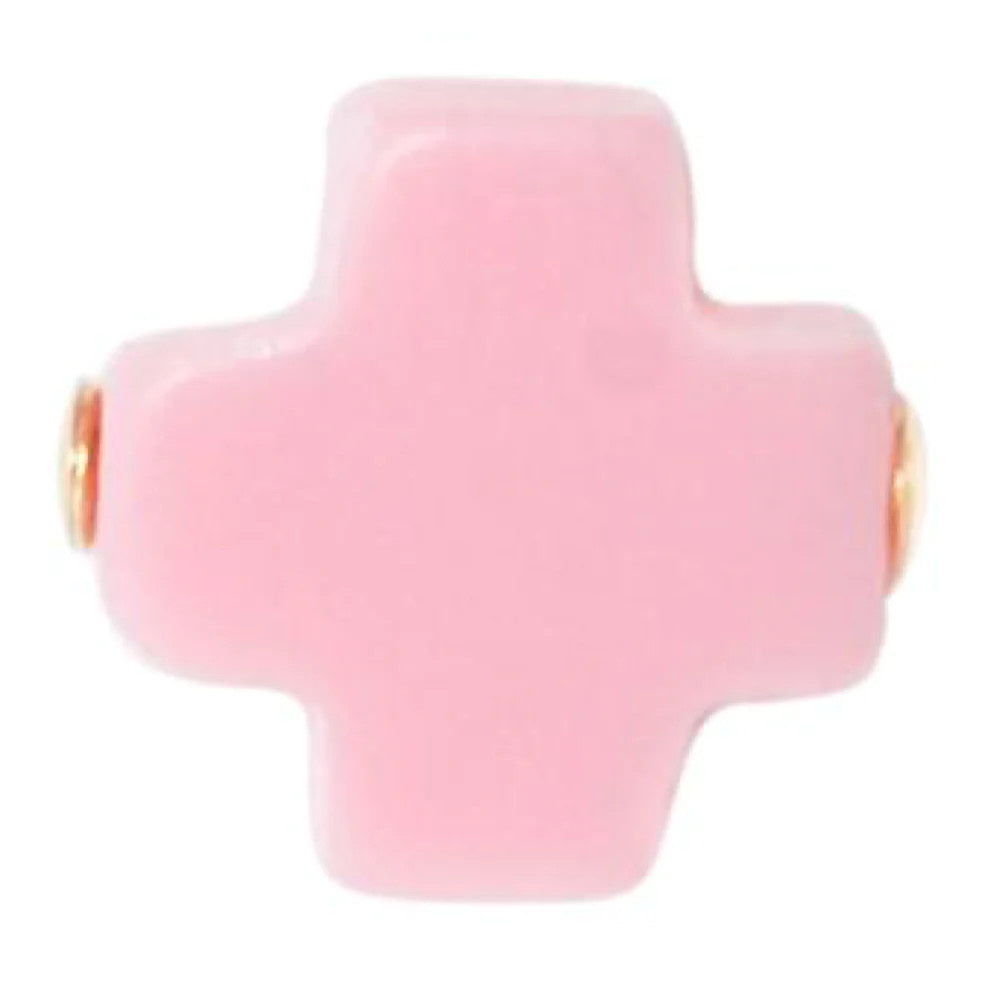 eginl Signature Cross Necklace Gold Bright Pink 14in