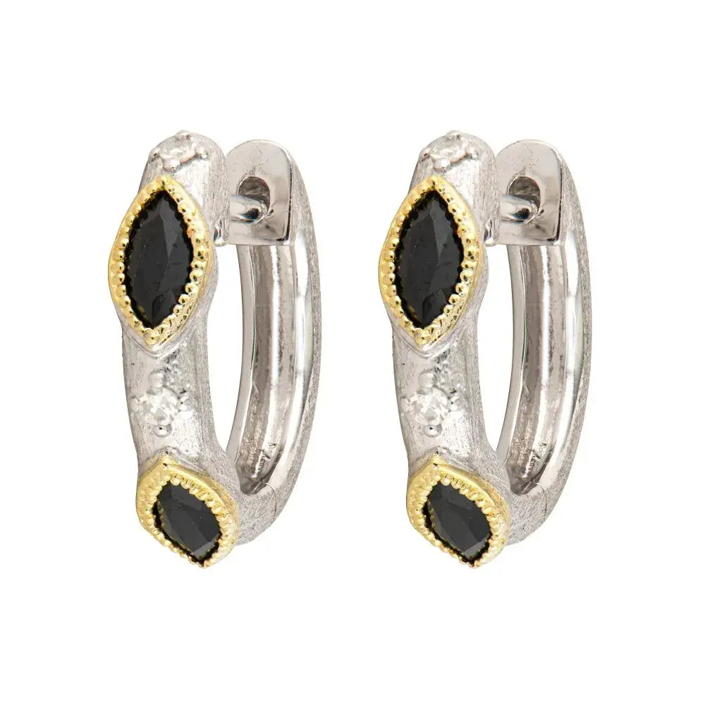 Mixed Metal Black Spinel Hoops