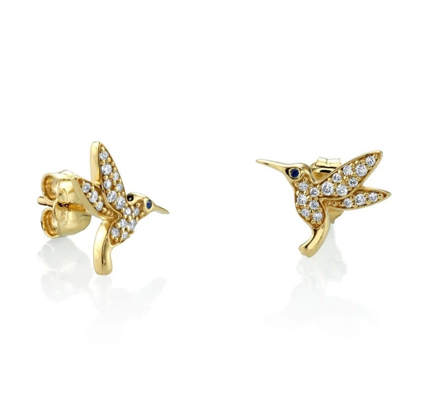 Diamond Hummingbird Stud Earrings