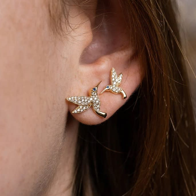 Diamond Hummingbird Stud Earrings