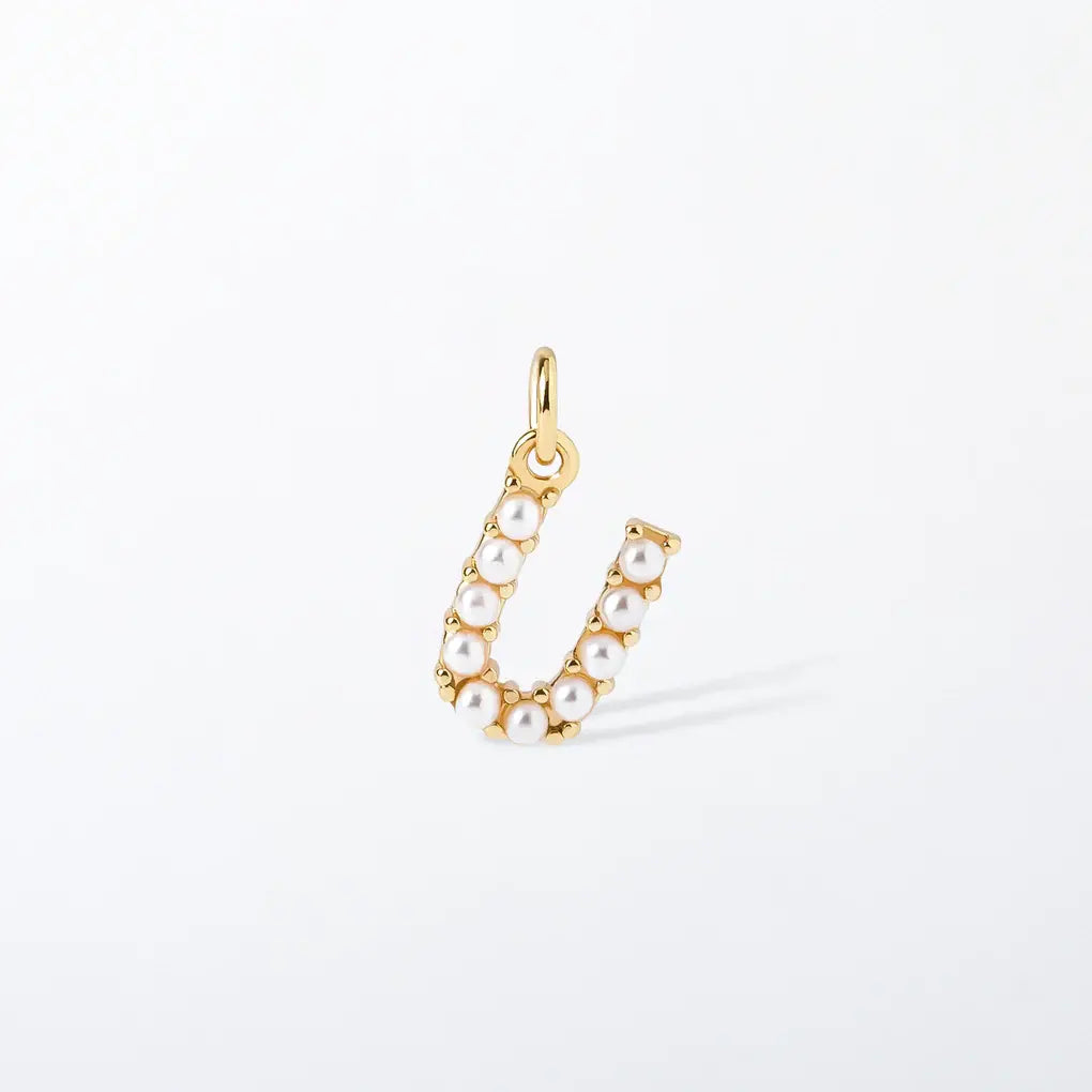 Pearl Initial Charm Pendant | U