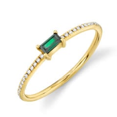 0.08Ct Diamond & 0.10Ct Emerald 14K YG Ring | Size 4.5