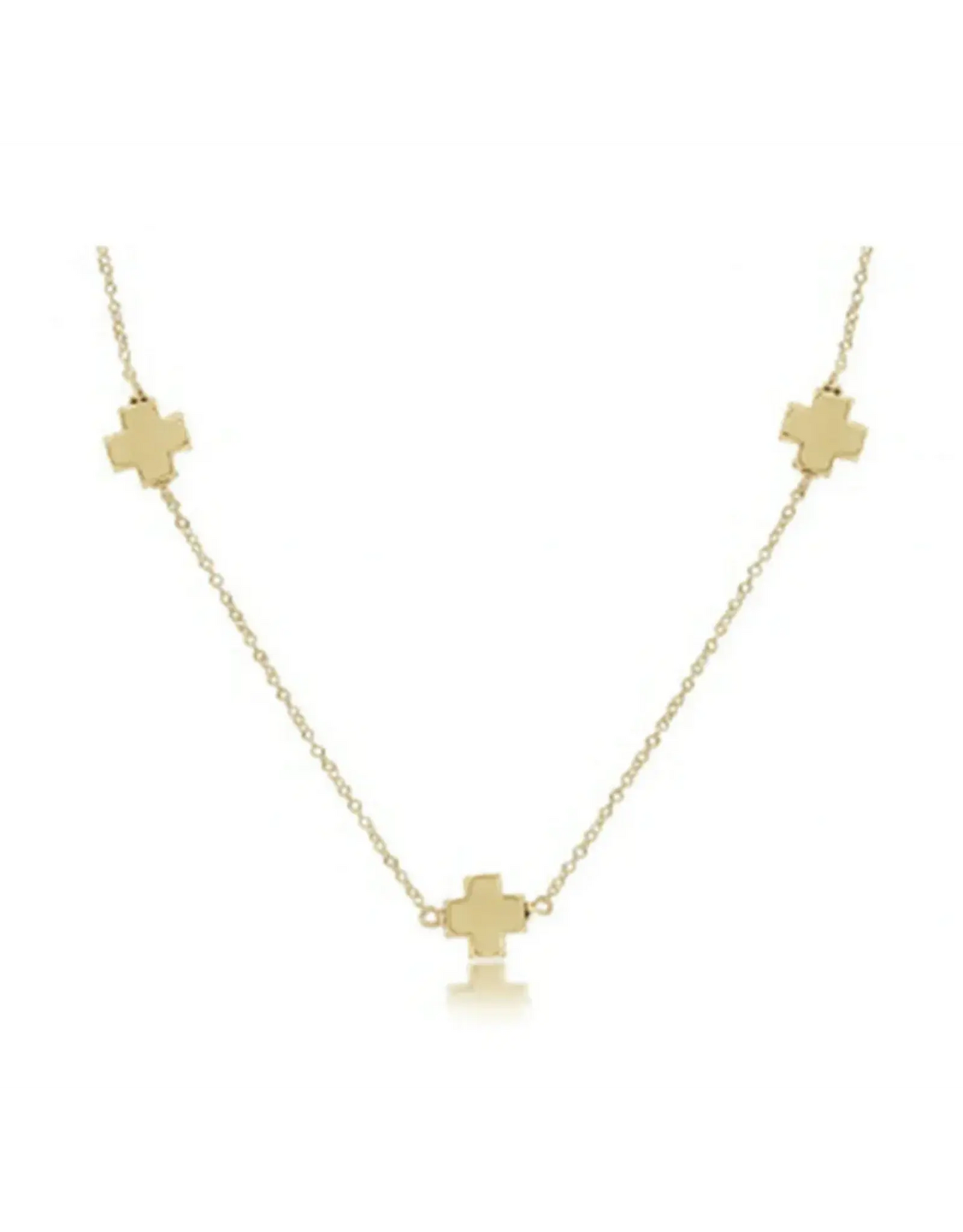 eNewton Simplicity Chain Gold Signature Cross Gold Choker Necklace | 15in