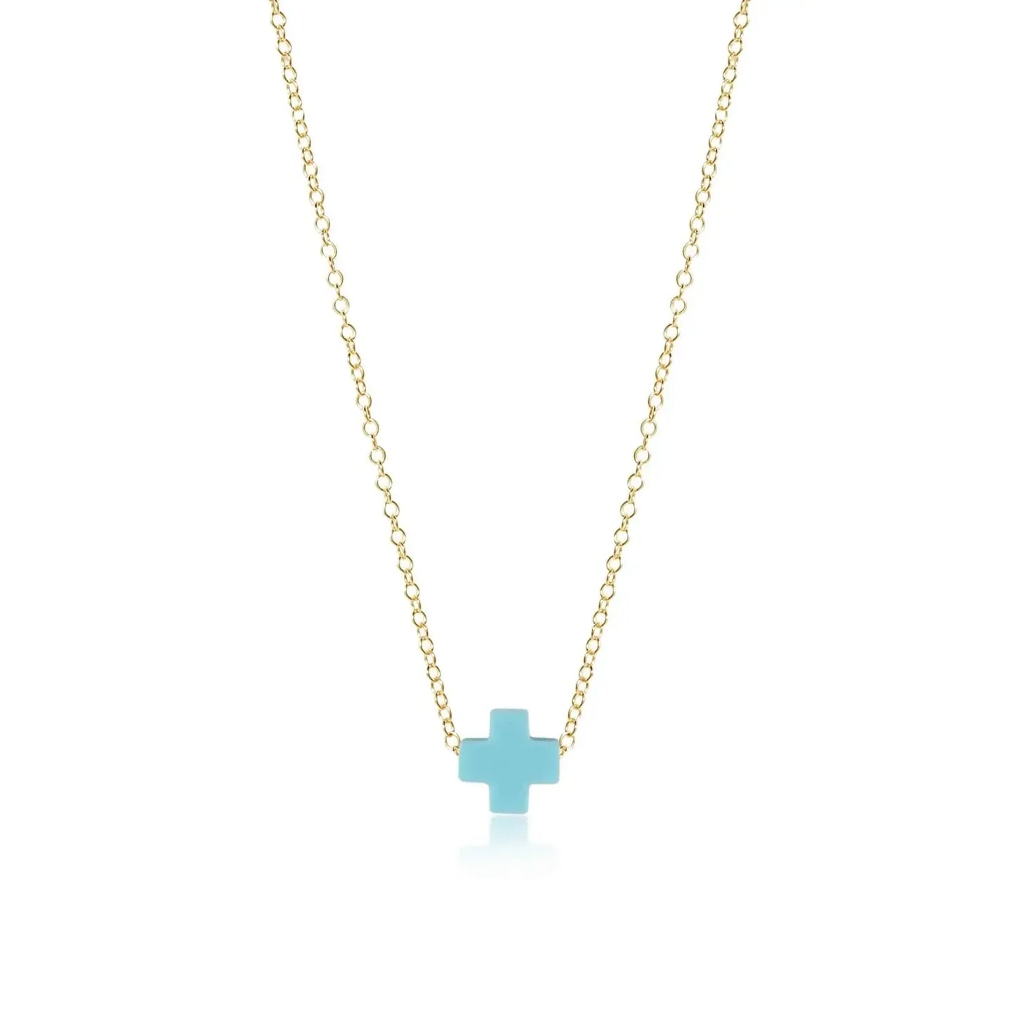 egirl Signature Cross Necklace Gold Turquoise 14in