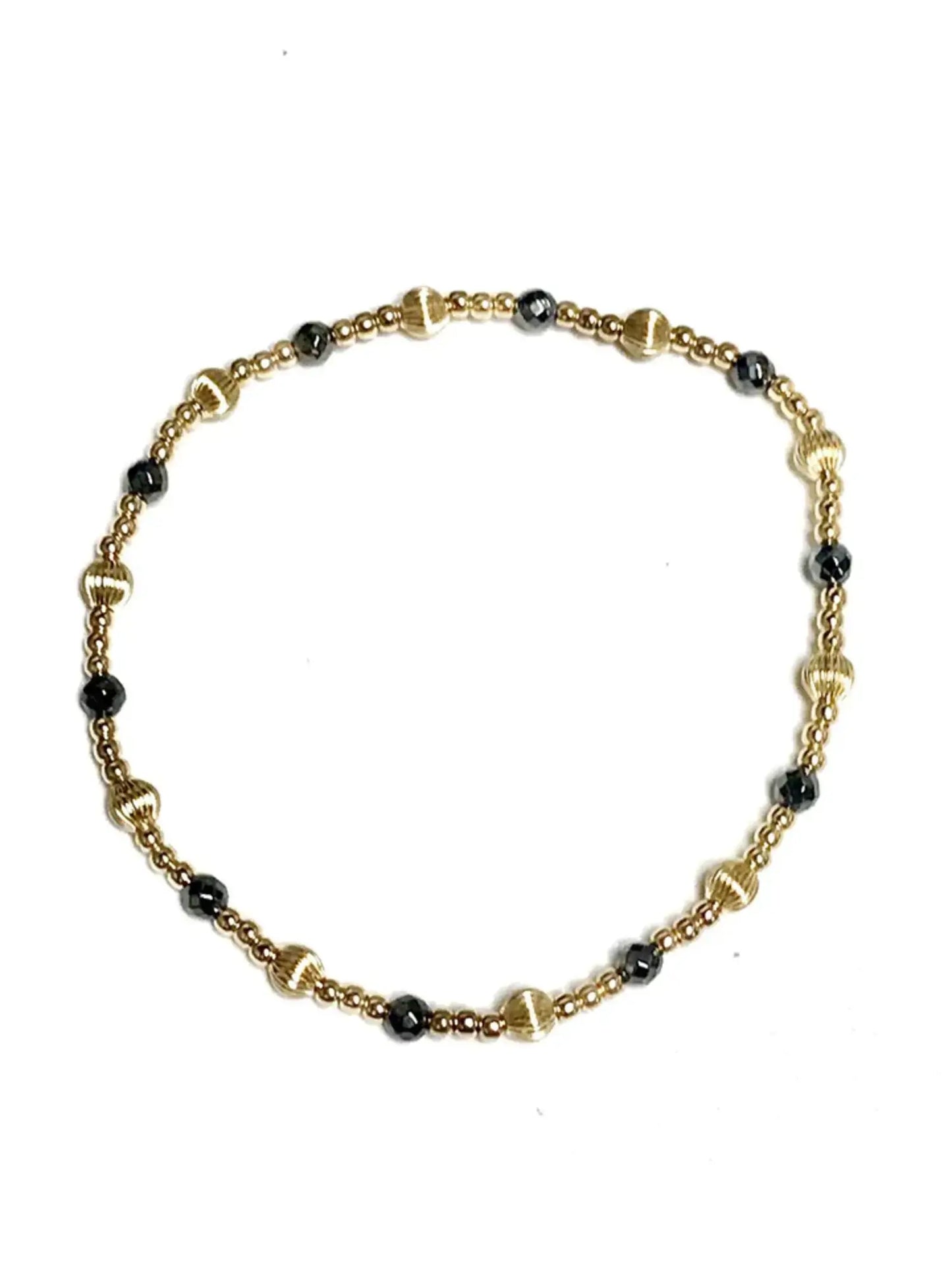Dignity Sincerity Pattern 4mm Bead Bracelet | Faceted Hematite