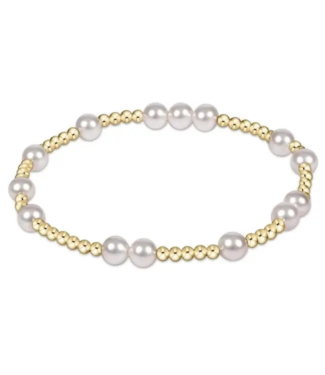 eNewton Extends Hope Unwritten Pearl + Gold 6mm Bead Bracelet