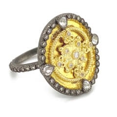 Heraldry Small Gold Oval Shield Ring 5.5
