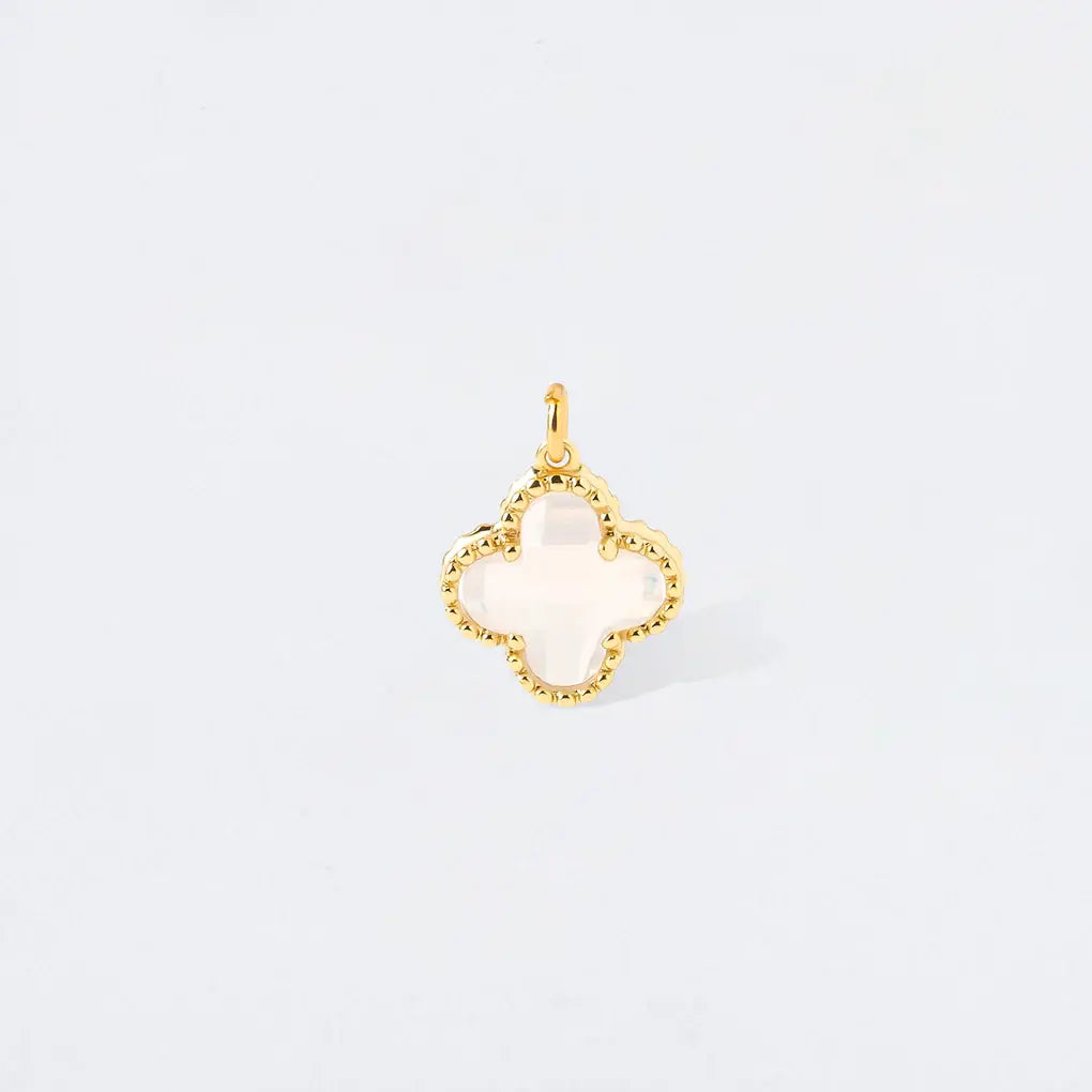 Frosted White Puff Clover Charm Pendant